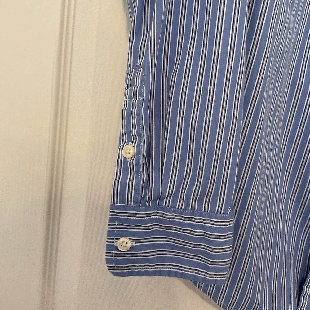 Ralph Lauren Young Mens XL 18-20 Blue Striped Long Sleeve Shirt Boys Cotton Polo